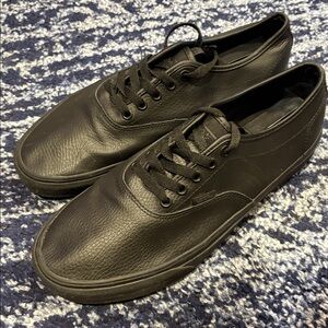Vans Men's Black Faux Leather Sneakers